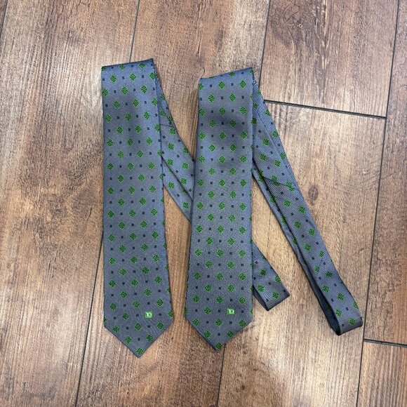 TD Bank Other - Set of 2 TD Bank Logo Ties Gray Green Diamond Pattern 100% Silk 62" Length